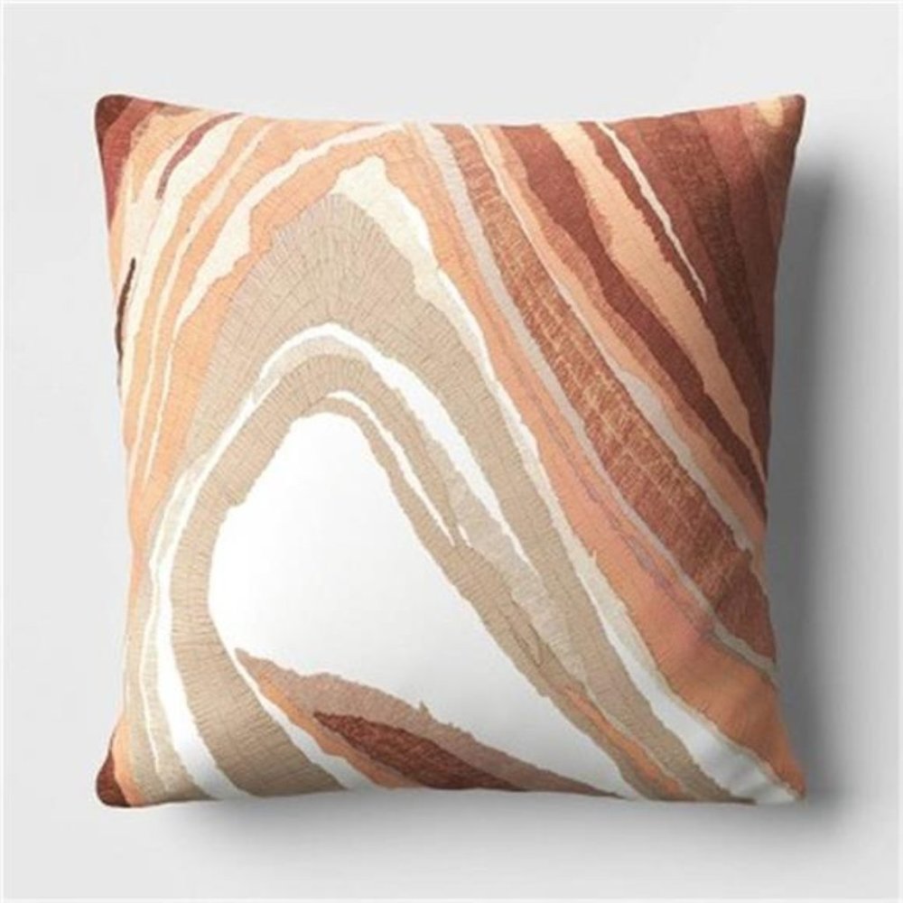 Tonal Patterned Chunky Embroidered Cotton Square Throw Pillow - Threshold